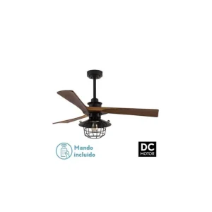 Descuento Ventilador de Techo DC VULTURNO Negro 1XE27 3 Aspas Roble