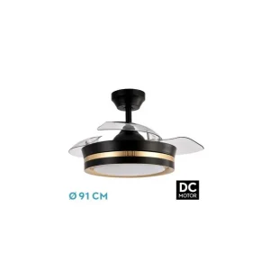 Ventilador de Techo DC VIPER Negro/Oro 48W 3 Aspas 91D A Buen Precio