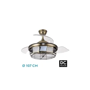 Ventilador de Techo DC TORNADO Cuero 5XE27 107D 3 Aspas Directo De Fábrica