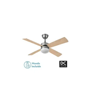 Ventilador de Techo DC SOFIA 2XE27 NIQUEL 4 Aspas ReversibleHaya/Plata Imprescindible (Must-Have)