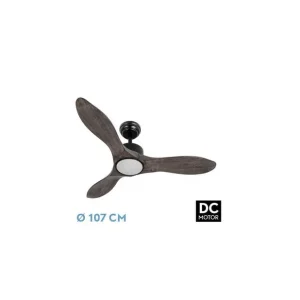 Ventilador de Techo DC SEGRE 24W Negro 3 Aspas Roble 107D Liquidación