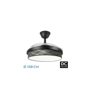 Ventilador de Techo DC MODA 72W Negro/Tetris Gris 108D Directo De Fábrica