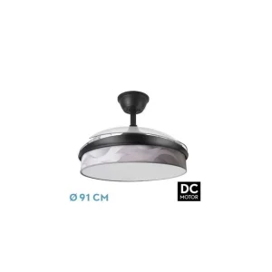 Ventilador de Techo DC MODA 72W Negro/OLA Gris 91D 3 Aspas Pago Seguro