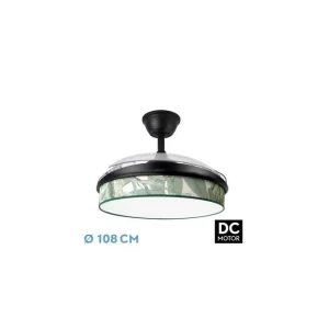 Alta Calidad Ventilador de Techo DC MODA 72W Negro/Hoja VERDE 108D