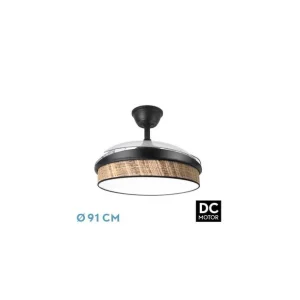 Ventilador de Techo DC MODA 72W Negro/Cañizo OSCURO 91D Más Vendido