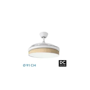 Ventilador de Techo DC MODA 72W Blanco/Cañizo CLARO 91D Liquidación