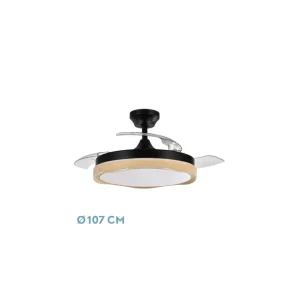 A Buen Precio Ventilador de Techo DC BLONDI Negro/Madera 3 Aspas107D
