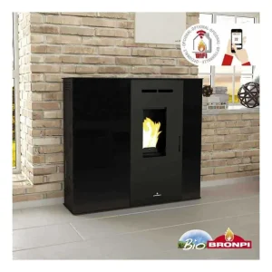 Devolución Gratuita Estufa de Pellet BRONPI Lupe 9 Kw Extraplana Negra