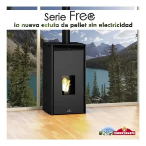 Última Oportunidad Estufa de Pellet BRONPI FREE 6-NE Negra sin electricidad