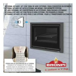 Compra Ahora Estufa de leña insertable BRONPI Paris-70 cristal vision frontal con turbina