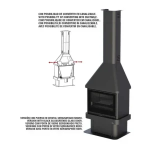 Chimenea de Leña BRONPI Lisboa-Vision frontal con turbina y cristal Vision Promoción
