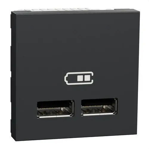 CARGADOR DOBLE USB 2,1A CON 2 MÓDULOS ANTRACITA Última Versión