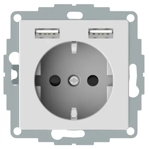 Venta Final SCHUKO + 2 CARGADOR USB 2,4A M-ELEGANCE BLANCO