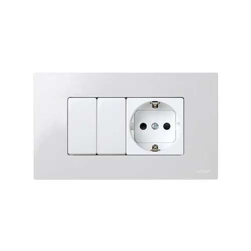 Venta Final PLACA AMERICANA SIMON 27 PLAY CON 4 MÓDULOS ESTRECHOS Y 2 ANCHOS BLANCO