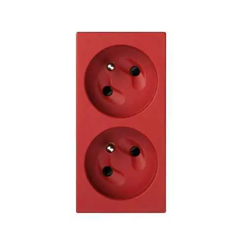 BASE ENCHUFE SIMON 500 CIMA FRANCESA DOBLE CON EMBORNADO TORNILLO RÁPIDO ROJO Oferta Flash