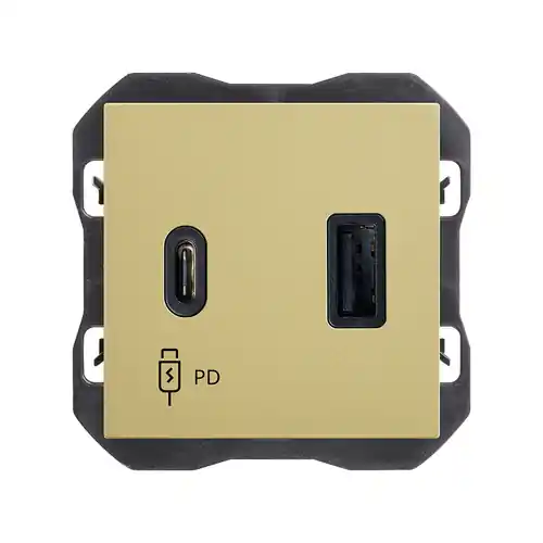 Últimas Unidades CARGADOR SIMON 270 USB DOBLE 3,1A TIPO A+C QUICKCHARGE BRONCE