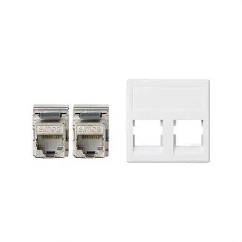 Alta Calidad PLACA SIMON K45 V&D PLANA SIN GUARDAPOLVO PARA 1 CONECTOR CAT6 FTP BLANCO NIEVE