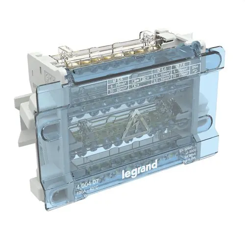 REPARTIDOR MODULAR DE BARRAS ESCALONADAS 4 POLOS, 100 A, 11 SALIDAS, 8 MÓDULOS Oferta Limitada