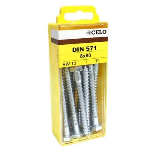 JUEGO TIRAFONDOS CABEZA HEXAGONAL DIN571 8x80 CINCADO (4 UNIDADES) Marca Reconocida