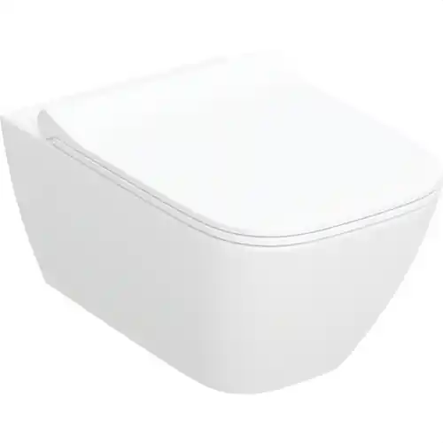 Garantía De Devolución De Dinero INODORO SUSPENDIDO SMYLE SQUARE FORMA SÁNDWICH, RIMFREE, ASIENTO Y TAPA BLANCO